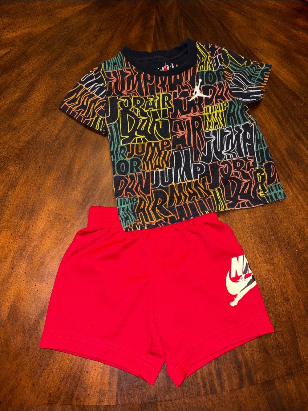 Jordan Kids Graphic Tee and Red Shorts Matching Set